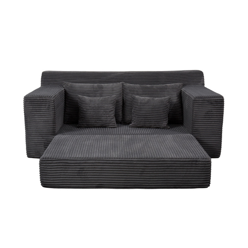 Giường sofa mô-đun có thể biến đổi bằng vải nhung màu xám đậm với nhiều đệm Giường sofa mô-đun có thể biến đổi bằng vải nhung màu xám đậm với nhiều đệm