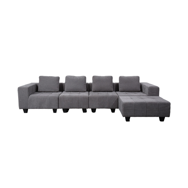 Sofa mô-đun lớn hình chữ L bằng vải màu xám nhạt với đệm vuông, phong cách tối giản hiện đại Sofa mô-đun lớn hình chữ L bằng vải màu xám nhạt với đệm vuông, phong cách tối giản hiện đại