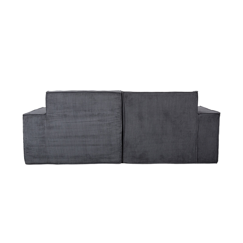 Sofa khối đậu hũ đôi bằng vải nhung màu xám đậm với thiết kế tay vịn rộng
