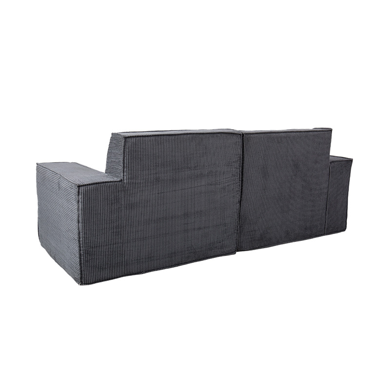 Sofa khối đậu hũ đôi bằng vải nhung màu xám đậm với thiết kế tay vịn rộng