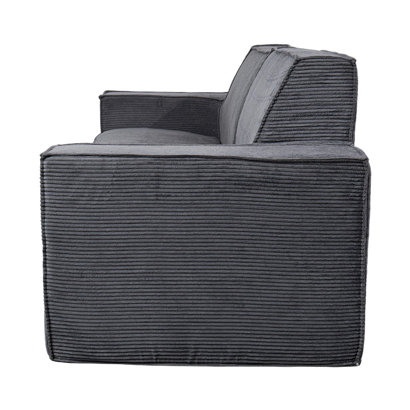 Sofa khối đậu hũ đôi bằng vải nhung màu xám đậm với thiết kế tay vịn rộng