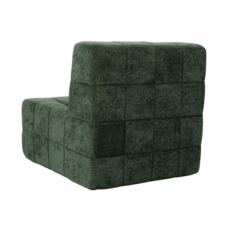 Sofa đơn cỡ lớn bằng vải nhung màu xanh ngọc lục bảo với thiết kế hình khối