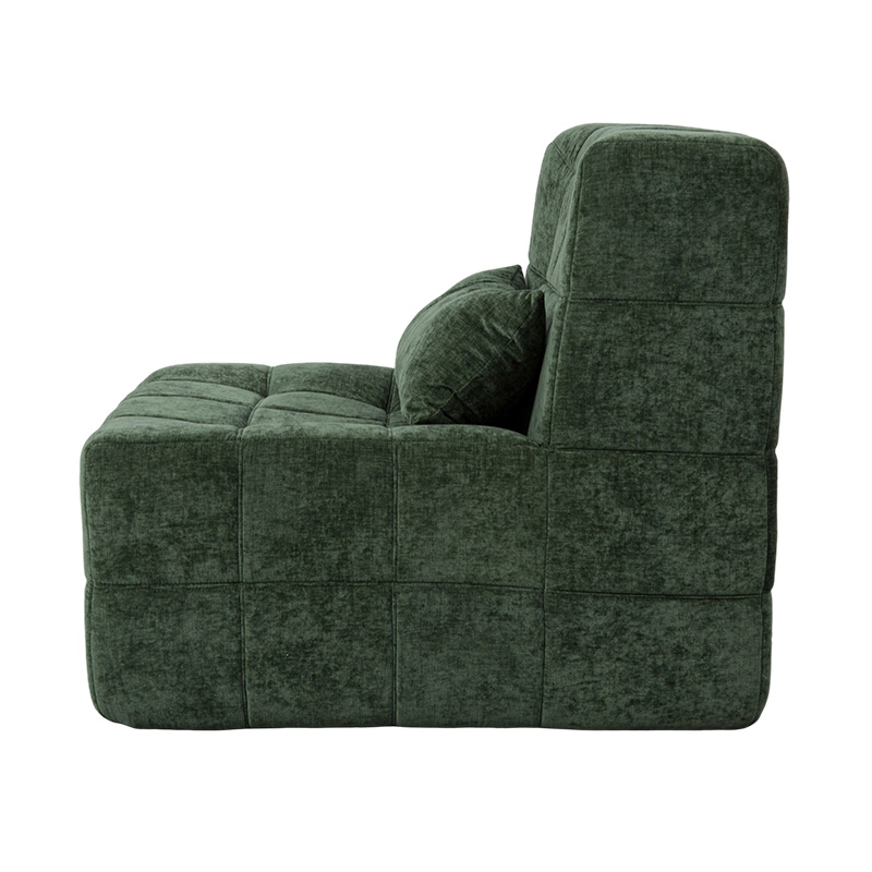 Sofa đơn cỡ lớn bằng vải nhung màu xanh ngọc lục bảo với thiết kế hình khối
