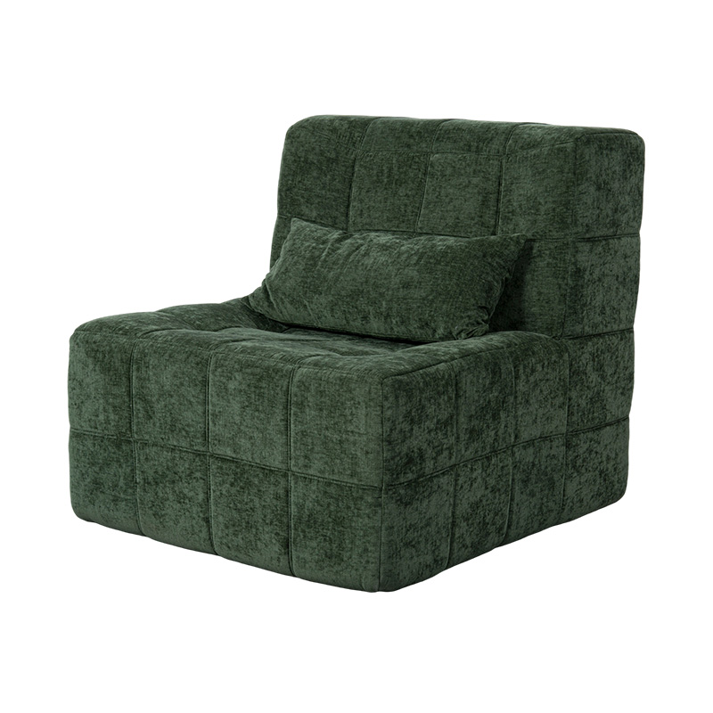 Sofa đơn cỡ lớn bằng vải nhung màu xanh ngọc lục bảo với thiết kế hình khối