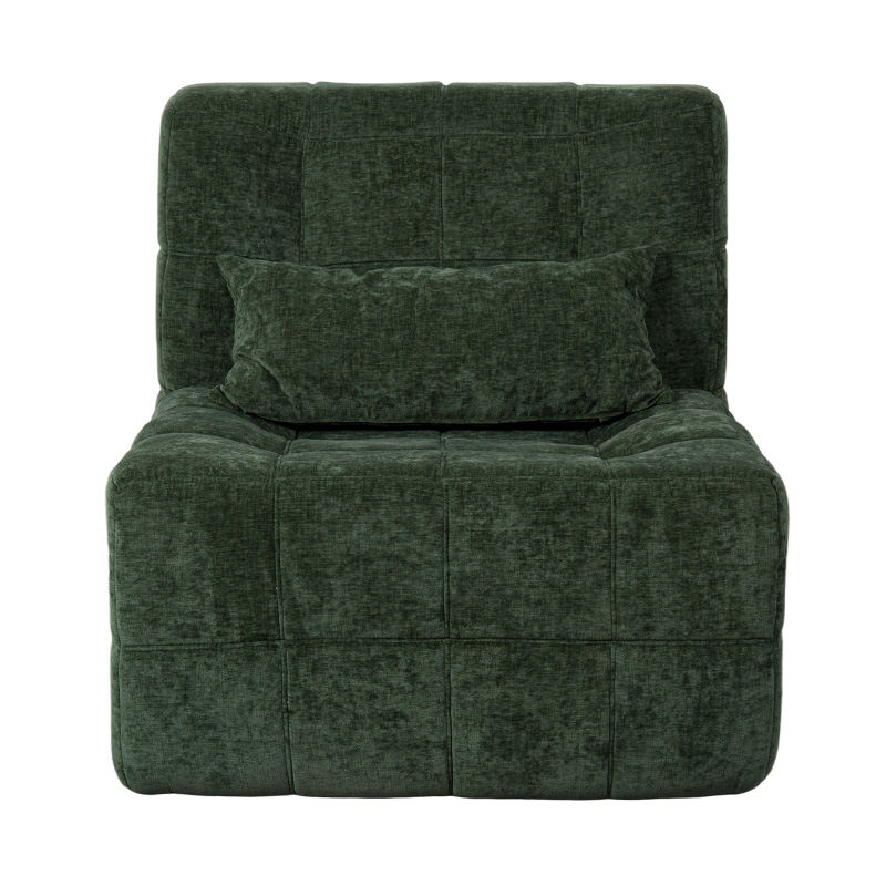 Sofa đơn cỡ lớn bằng vải nhung màu xanh ngọc lục bảo với thiết kế hình khối Sofa đơn cỡ lớn bằng vải nhung màu xanh ngọc lục bảo với thiết kế hình khối
