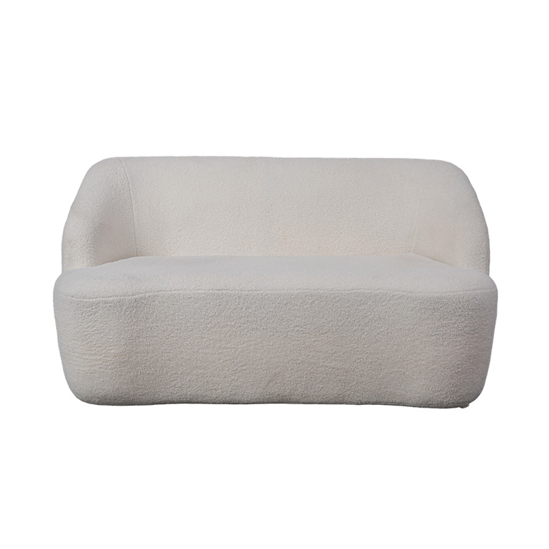 Sofa đôi hình tròn bằng vải Faux Sherpa màu kem mang lại vẻ ấm cúng
