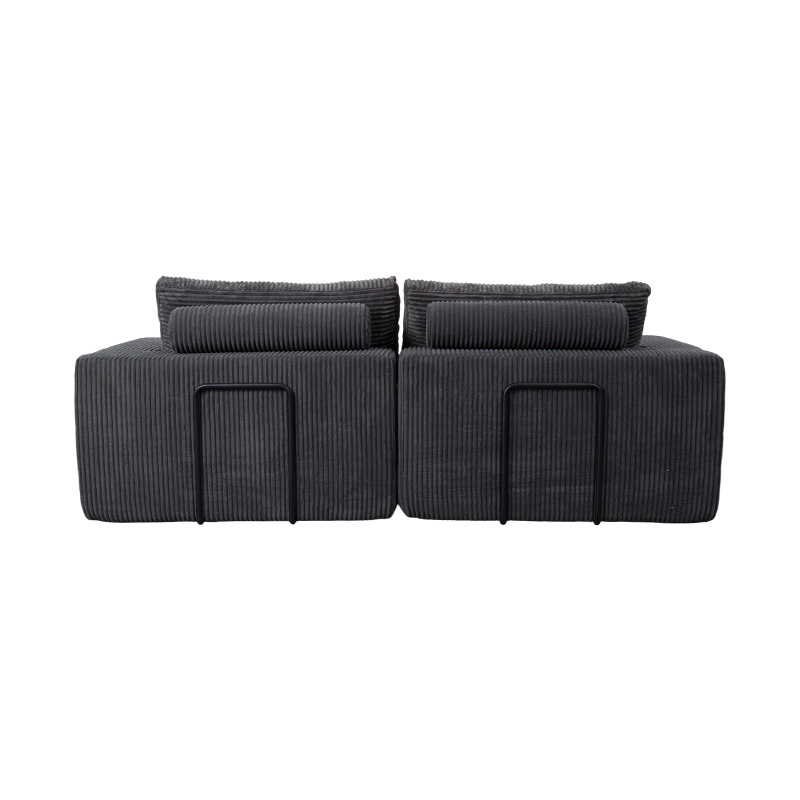 Sofa mui trần hiện đại bằng vải nhung màu xám đậm có đệm, bố cục mô-đun linh hoạt Sofa mui trần hiện đại bằng vải nhung màu xám đậm có đệm, bố cục mô-đun linh hoạt