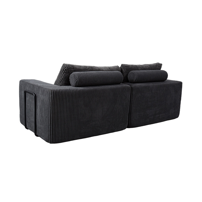 Sofa mui trần hiện đại bằng vải nhung màu xám đậm có đệm, bố cục mô-đun linh hoạt Sofa mui trần hiện đại bằng vải nhung màu xám đậm có đệm, bố cục mô-đun linh hoạt