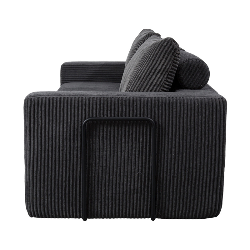 Sofa mui trần hiện đại bằng vải nhung màu xám đậm có đệm, bố cục mô-đun linh hoạt Sofa mui trần hiện đại bằng vải nhung màu xám đậm có đệm, bố cục mô-đun linh hoạt