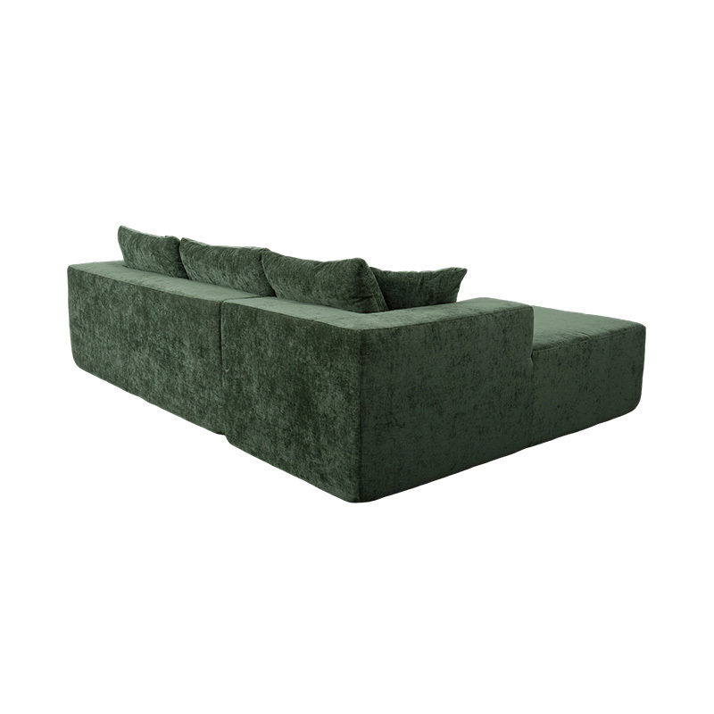 Sofa góc hình chữ L màu xanh ngọc lục bảo với nhiều đệm Sofa góc hình chữ L màu xanh ngọc lục bảo với nhiều đệm