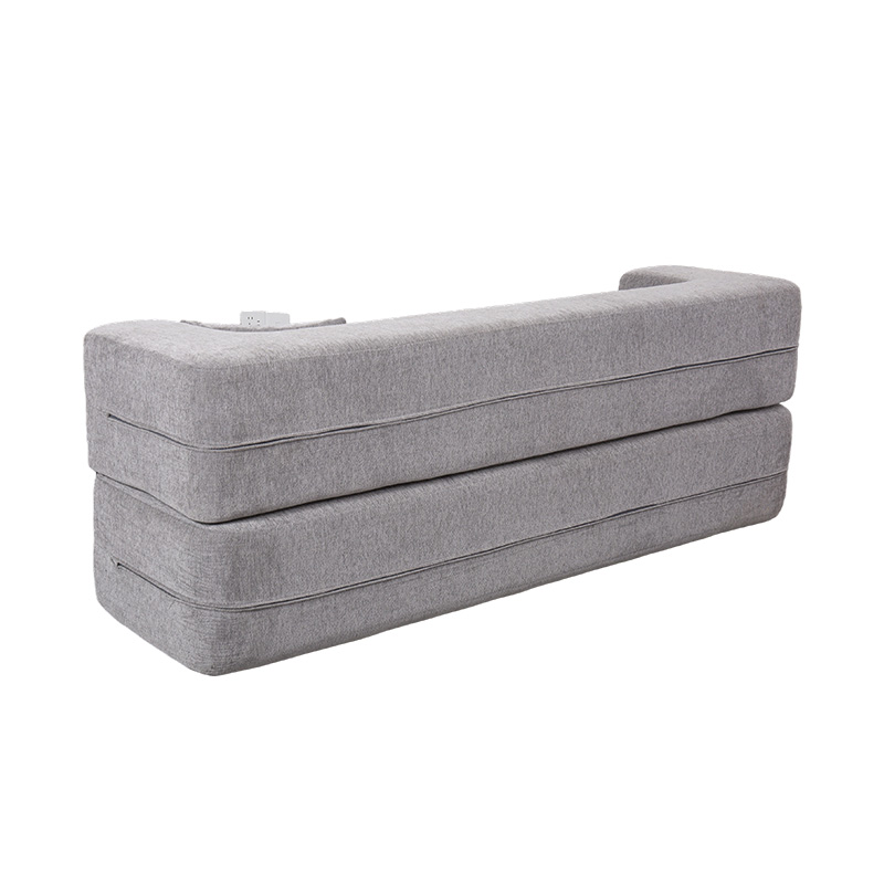 Giường sofa đa chức năng có thể chuyển đổi bằng nhung màu xám nhạt có đệm Giường sofa đa chức năng có thể chuyển đổi bằng nhung màu xám nhạt có đệm