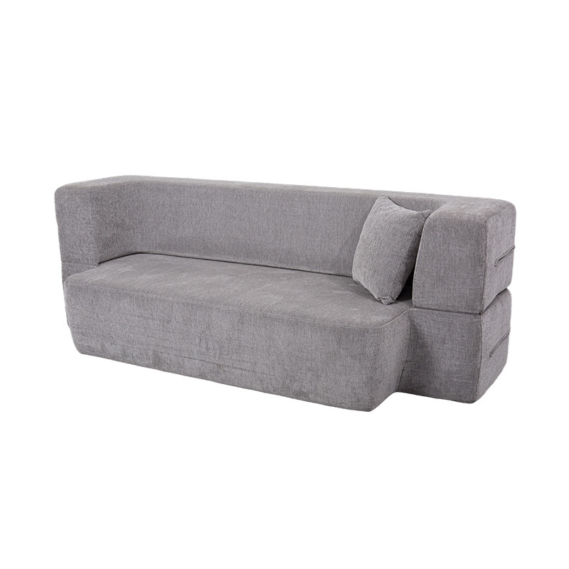 Giường sofa đa chức năng có thể chuyển đổi bằng nhung màu xám nhạt có đệm Giường sofa đa chức năng có thể chuyển đổi bằng nhung màu xám nhạt có đệm