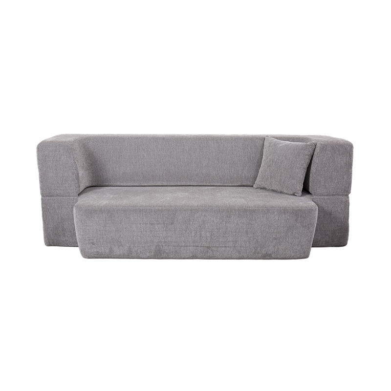 Giường sofa đa chức năng có thể chuyển đổi bằng nhung màu xám nhạt có đệm Giường sofa đa chức năng có thể chuyển đổi bằng nhung màu xám nhạt có đệm