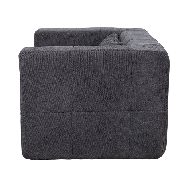 Sofa đơn toàn bọt với thiết kế hình khối và nhung màu xám đậm