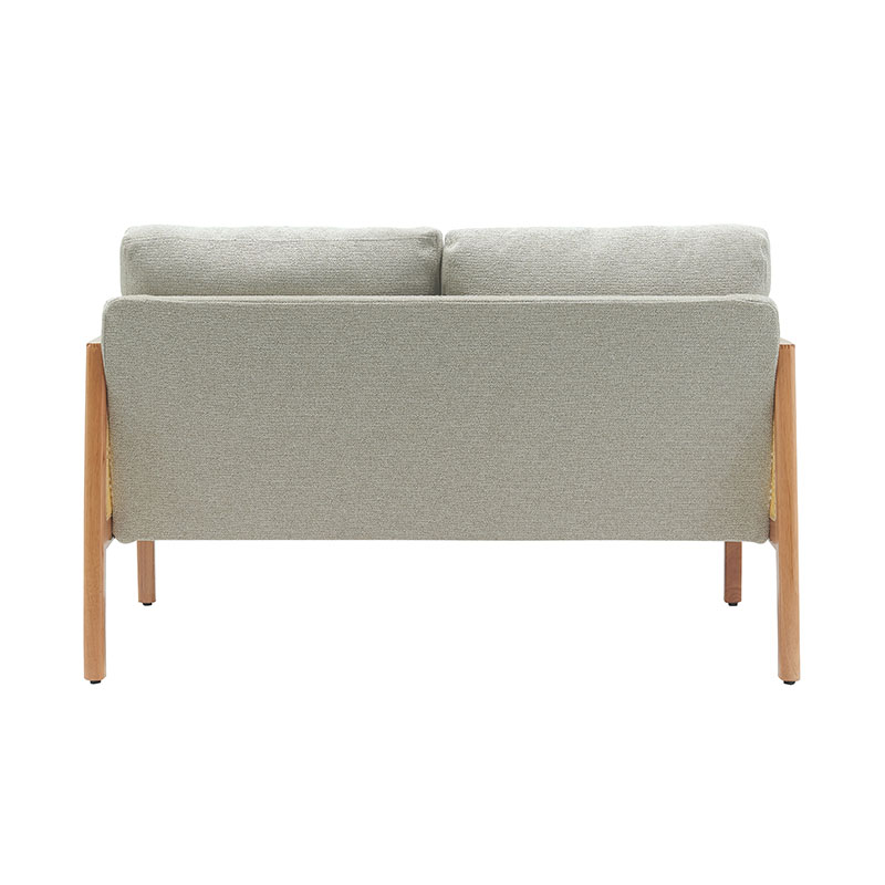 Sofa vải lanh có tay vịn bằng mây