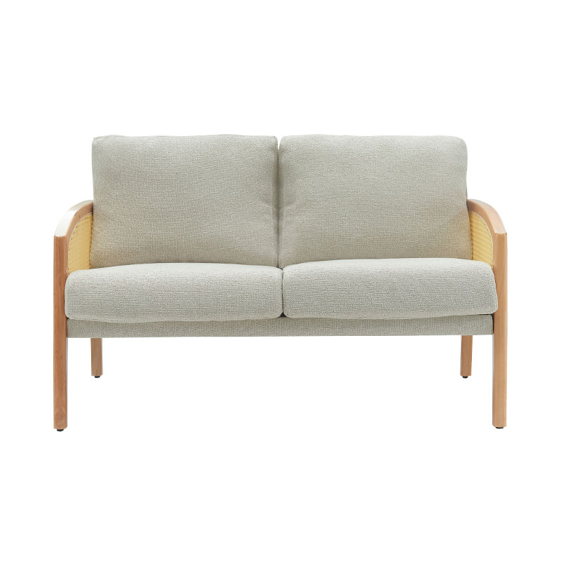 Sofa vải lanh có tay vịn bằng mây